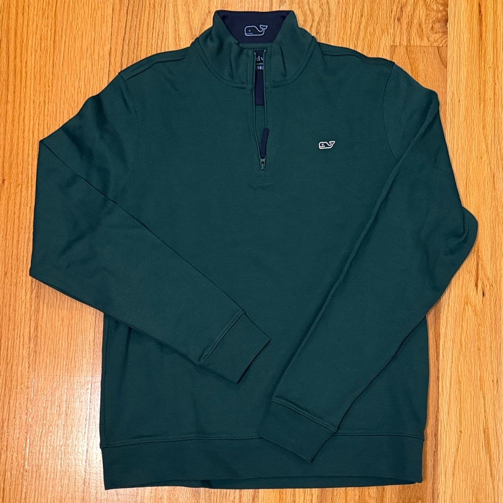 100% Pima Cotton Vineyard Vines Forest Green Zip-Up Sweatshirt